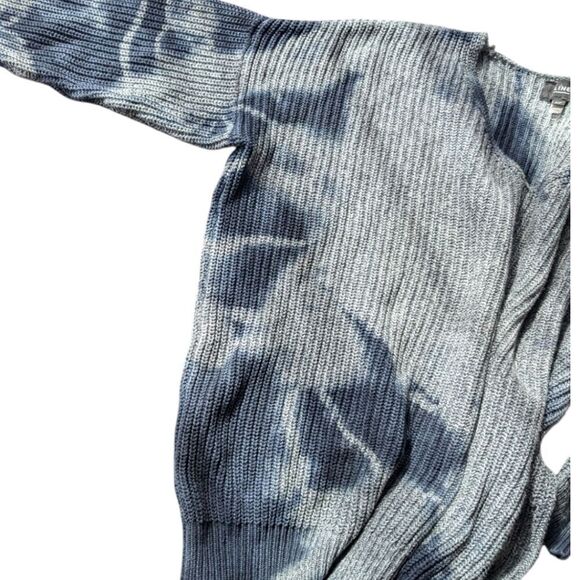 LINE The Label Tie Dye 💯 % Cotton Gray Rib Knit Sweater Size S - Picture 6 of 11
